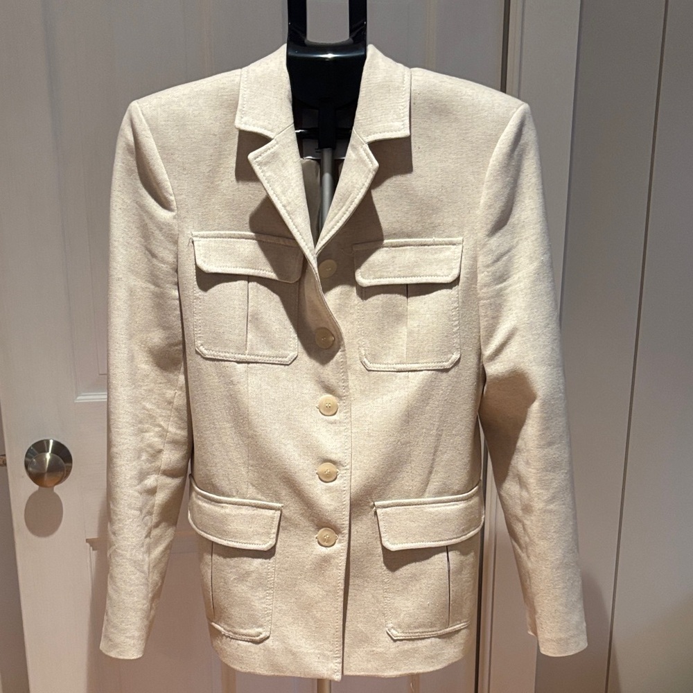 MANGO Elegant Cream Women's Jacket Size M